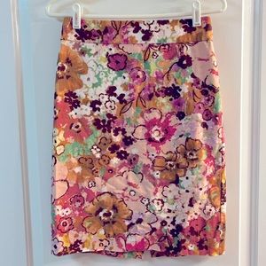 J.CREW Cotton Floral Pencil Skirt, Size 00 — EUC
